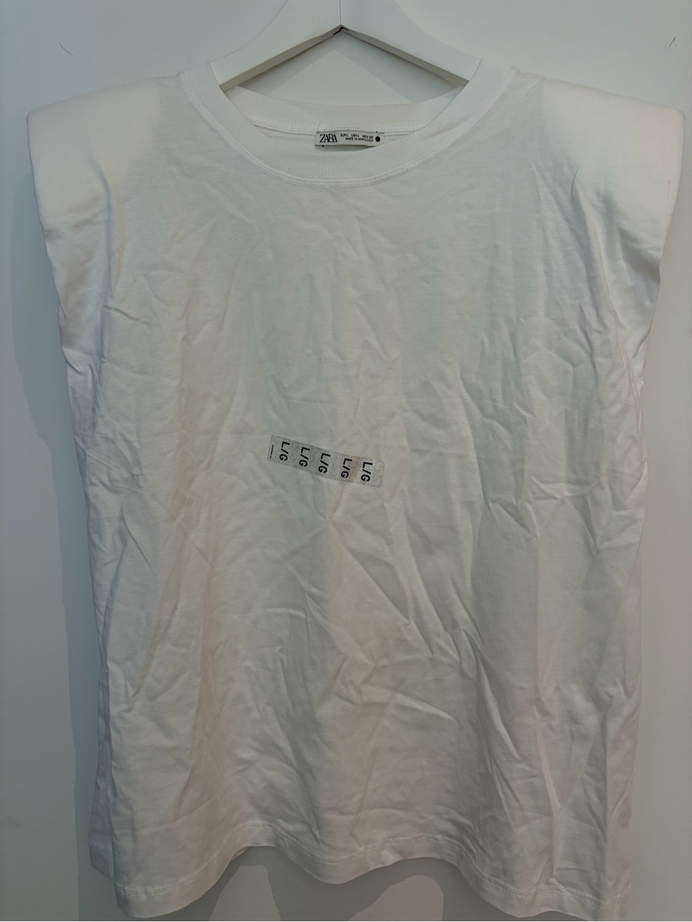 Zara White Shoulder Pad T-Shirt